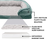 Orthopedic Dog Bed for Large Dogs W/ Removable Bolsters & Washable Cover, for Dogs up to 125 Lbs - Plush & Velvet Waves Perfect Comfort Sofa - Celadon Green, Jumbo Plus/Xxl