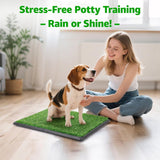 Puppy Dog Litter Training Tray with 2 Packs Dog Grass Pee Pads for Replacement, Pet Pee Pad Holder Portable Indoor Dog Toilet (40.6X50.7Cm)
