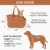 Plush Dog Purse Carrier for Small Dogs, Soft Dog Tote Bag with Safety Harness Clip, Cozy Pet Carrier for Dogs under 15 Lbs, Comfortable Dog Shoulder Carrier for Travel, Brown