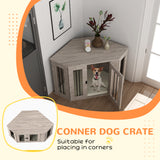 Dog Crate Furniture End Table, Dog Cage with Cushion - Grey