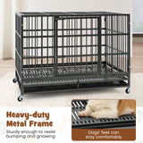 96/120Cm Metal Dog Cage Foldable with Double Door and Wheels