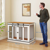 Pawhut Dog Crate Furniture for Large Dogs, Double Dog Cage for Small Dogs, White