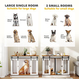 Pawhut Dog Crate Furniture for Large Dogs, Double Dog Cage for Small Dogs, White