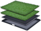 Puppy Dog Litter Training Tray with 2 Packs Dog Grass Pee Pads for Replacement, Pet Pee Pad Holder Portable Indoor Dog Toilet (40.6X50.7Cm)