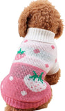 Pet Dog Sweaters Classic Knitwear Turtleneck Winter Warm Puppy Clothing Cute Strawberry and Heart Doggie Sweater (Pink, Small) | Cute Strawberry Pattern, Lightweight & Warm Knitted Winter Sweater, Cold Weather Coat, Great for Daily Wear, Easy on & Off