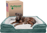 Orthopedic Dog Bed for Large Dogs W/ Removable Bolsters & Washable Cover, for Dogs up to 125 Lbs - Plush & Velvet Waves Perfect Comfort Sofa - Celadon Green, Jumbo Plus/Xxl