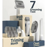 7 in 1 Dog Grooming Kit, Low Noise Pet Grooming Vacuum with 1.5 L Dust Cup, Dog Vacuum for Shedding Grooming, with 7 Professional Grooming Tools for Dogs Cats Pet Hair & Home Cleaning, Gray
