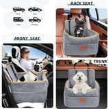 Small Dog Car Seat, Memory Foam Dog Booster Seats with Thick Cushion for Medium Dogs under 35Lbs, Detachable Washable Pet Car Seat with Storage Pockets,2 Safety Belts