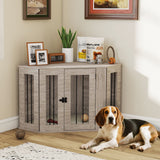 Dog Crate Furniture End Table, Dog Cage with Cushion - Grey
