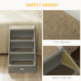 Pawhut Four-Step Foldable Pet Stairs W/ Non-Slip Mats, for S, XS Dogs - Grey