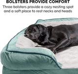 Orthopedic Dog Bed for Large Dogs W/ Removable Bolsters & Washable Cover, for Dogs up to 125 Lbs - Plush & Velvet Waves Perfect Comfort Sofa - Celadon Green, Jumbo Plus/Xxl