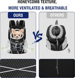 Pet Dog Front Carrier Backpack,Ventilated Mesh Puppy Back Pack | with Adjustable Straps,Storage Pockets,For Travel Hiking Cycling Outdoor Adventures,Black + Grey,S