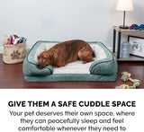 Orthopedic Dog Bed for Large Dogs W/ Removable Bolsters & Washable Cover, for Dogs up to 125 Lbs - Plush & Velvet Waves Perfect Comfort Sofa - Celadon Green, Jumbo Plus/Xxl