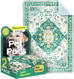 Washable Pee Pads for Dogs 2 Pack Reusable Puppy Training Pads 36"X36" Super Absorbent Waterproof Dog Training Pads, Non-Slip Potty Pads Whelping Pads Litter Mat Pet Supplies - Green Medallion