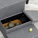 Pawhut 3 Step Dog Steps with Storage Boxes, Cat Stairs for Bed Sofa, Light Grey