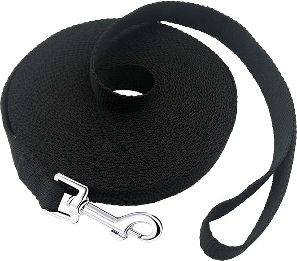 15Ft 20Ft 30Ft 40Ft 50Ft Long Dog/Puppy Lead Obedience Recall Training Dog Leashes for Small Medium Dogs Camping, Training, Play, or Backyard (20 FT, Black)