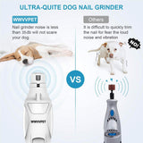 Pet Nail Grinder with LED Light & 2 Grinding Heads, 2-Speed Low Noise | More Powerful Dog Nail Grinder, Pet Nail Trimmer File, Painless Paw Claw Care, Quiet Toenail Grooming Tool for L/M/S Dog Cat