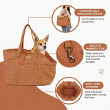 Plush Dog Purse Carrier for Small Dogs, Soft Dog Tote Bag with Safety Harness Clip, Cozy Pet Carrier for Dogs under 15 Lbs, Comfortable Dog Shoulder Carrier for Travel, Brown