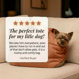 Plush Dog Purse Carrier for Small Dogs, Soft Dog Tote Bag with Safety Harness Clip, Cozy Pet Carrier for Dogs under 15 Lbs, Comfortable Dog Shoulder Carrier for Travel, Brown