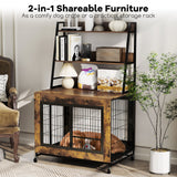 Dog Crate Furniture with 3 Lockable Doors and Flip-Up Top