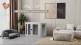 Dog Crate Furniture End Table, Dog Cage with Cushion - Grey