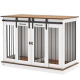 Pawhut Dog Crate Furniture for Large Dogs, Double Dog Cage for Small Dogs, White