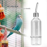 Automatic Pet Water Dispenser for Birds and Hamsters Stainless Steel Ball Nipple Drinker 180Ml Transparent Small Animal Waterer