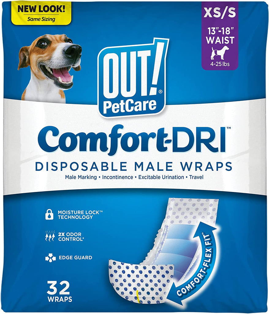 Pet Care Disposable Male Dog Diapers | Absorbent Male Wraps with Leak Proof Fit | Extra-Small/Small, 32 Count