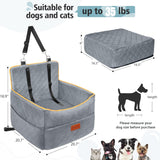 Small Dog Car Seat, Memory Foam Dog Booster Seats with Thick Cushion for Medium Dogs under 35Lbs, Detachable Washable Pet Car Seat with Storage Pockets,2 Safety Belts