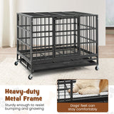 96/120Cm Metal Dog Cage Foldable with Double Door and Wheels