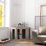 Dog Crate Furniture End Table, Dog Cage with Cushion - Grey