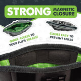 Dog Treat Pouch 2.0 | Pet Training Hands-Free Snack Bag W/Strap. Holds 2 Cups Kibble, Phone & Keys. Magnetic Clasp & Waist Belt Clip. Includes 1 Roll of Poop Bags (Green/Grey)