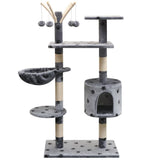 NNEVL Cat Tree with Sisal Scratching Posts 125 cm Paw Prints Grey-0