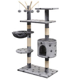 NNEVL Cat Tree with Sisal Scratching Posts 125 cm Paw Prints Grey-1