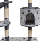 NNEVL Cat Tree with Sisal Scratching Posts 125 cm Paw Prints Grey-2