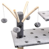 NNEVL Cat Tree with Sisal Scratching Posts 125 cm Paw Prints Grey-3