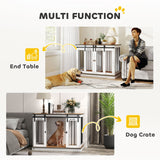 Pawhut Dog Crate Furniture for Large Dogs, Double Dog Cage for Small Dogs, White