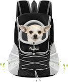 Pet Dog Front Carrier Backpack,Ventilated Mesh Puppy Back Pack | with Adjustable Straps,Storage Pockets,For Travel Hiking Cycling Outdoor Adventures,Black + Grey,S