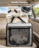 Dog Car Carrier Lightweight 61×45×52Cm, Foldable Dog Carrier, Grey | Easy to Assemble, Portable and Breathable Pet Carrier, Suitable for Indoor and Outdoor Use, Dog Travel Crate with Curtain