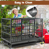 96/120Cm Metal Dog Cage Foldable with Double Door and Wheels