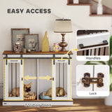 Pawhut Dog Crate Furniture for Large Dogs, Double Dog Cage for Small Dogs, White