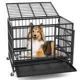 96/120Cm Metal Dog Cage Foldable with Double Door and Wheels