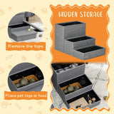 Pawhut 3 Step Dog Steps with Storage Boxes, Cat Stairs for Bed Sofa, Light Grey