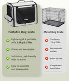 Dog Car Carrier Lightweight 61×45×52Cm, Foldable Dog Carrier, Grey | Easy to Assemble, Portable and Breathable Pet Carrier, Suitable for Indoor and Outdoor Use, Dog Travel Crate with Curtain