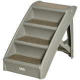 Pawhut Four-Step Foldable Pet Stairs W/ Non-Slip Mats, for S, XS Dogs - Grey