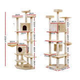 NNEDSZ Cat Tree 203cm Trees Scratching Post Scratcher Tower Condo House Furniture Wood Beige-1