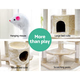 NNEDSZ Cat Tree 203cm Trees Scratching Post Scratcher Tower Condo House Furniture Wood Beige-4