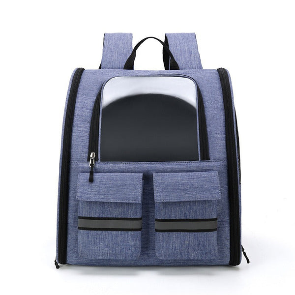 NNEDSZ Light Blue Collapsible Pet Carrier Backpack with Trolley Sleeve