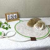 NNEDSZ 3 Pcs Yellow Durable Cat Scratching Mat with Attached Toy Ball - Washable and Multi-Functional, Ideal for Cats' Scratching and Sleeping - 50cm Diameter-3