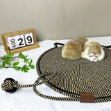 NNEDSZ 3 Pcs Yellow Durable Cat Scratching Mat with Attached Toy Ball - Washable and Multi-Functional, Ideal for Cats' Scratching and Sleeping - 50cm Diameter-4